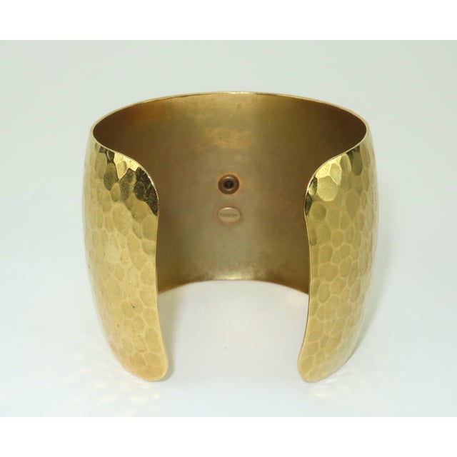 Gerard Yosca Gold Plate & Rhinestone Cuff Bracelet With Lion Motif For Sale In Atlanta - Image 6 of 12