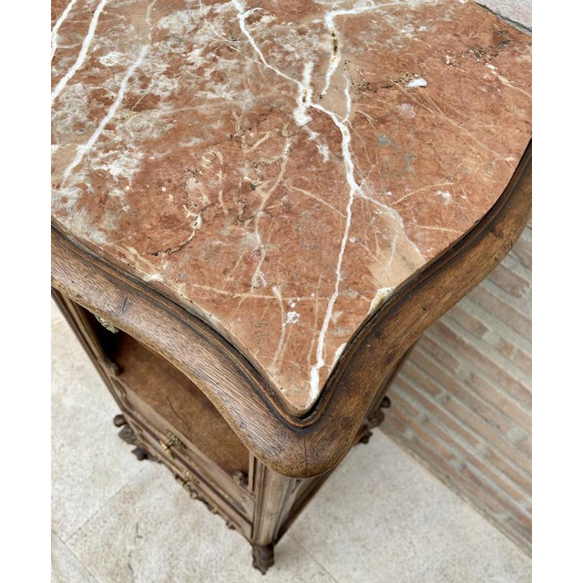 Vintage Louis XVI Style Spanish Nightstands in Wood and Red Marble, 1920s, Set of 2 For Sale - Image 12 of 15