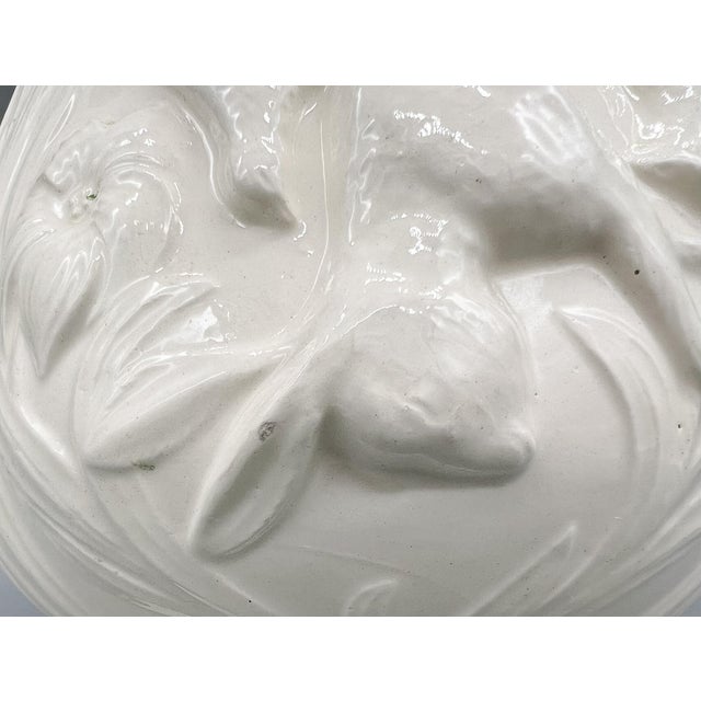 Ceramic Vintage Cream Ceramic Game Bird Pitcher With Dog Handle — Rustic European / English Sporting For Sale - Image 7 of 13