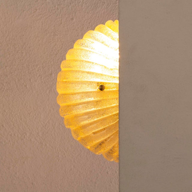 Mid-Century Modern Vintage Italian Wall Light in Amber Murano Glass with Brass Structure, 1990s For Sale - Image 3 of 13