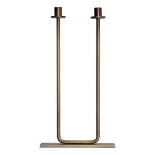 Italian Two-Arm Gemini Candleholder in Bronzed Brass For Sale