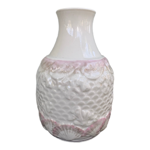 Vintage Belleek Ireland “Neptune” Porcelain Carafe – Pink Shell Relief Coastal Design