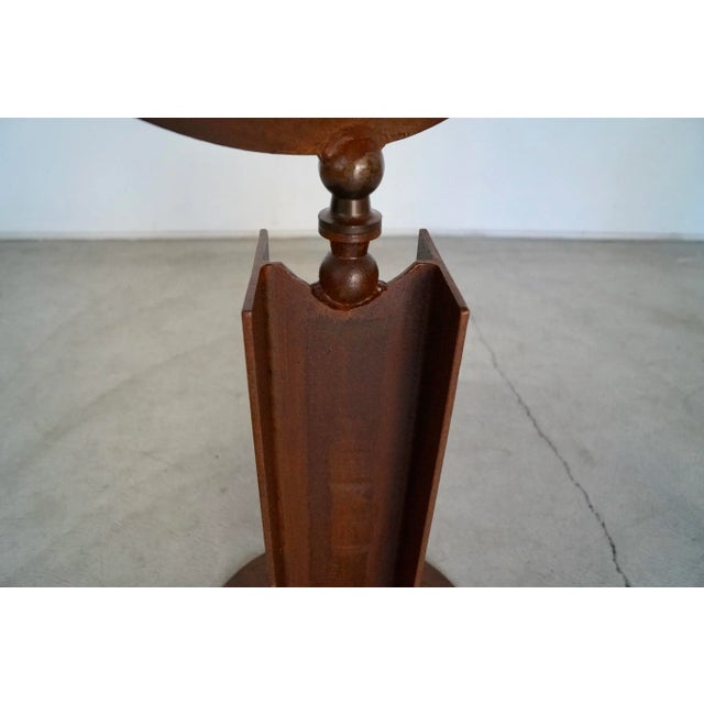Brown Industrial Art Deco Pedestal Table For Sale - Image 8 of 13