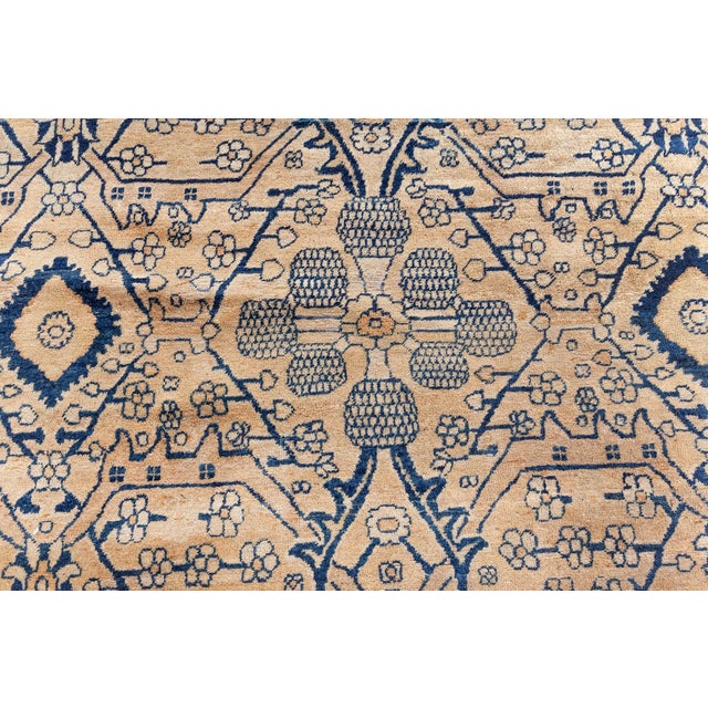 Yellow Fine Antique Kirman Botanic Handmade Wool Rug For Sale - Image 8 of 9