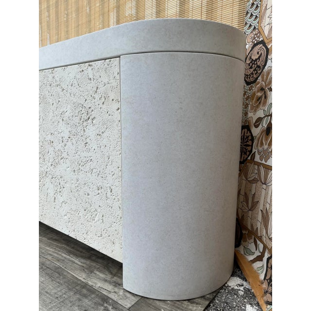 Stone Gray Postmodern Waterfall Faux Stone Sidebar Credenza in the Karl Springer's Style. Circa 1980s For Sale - Image 8 of 12