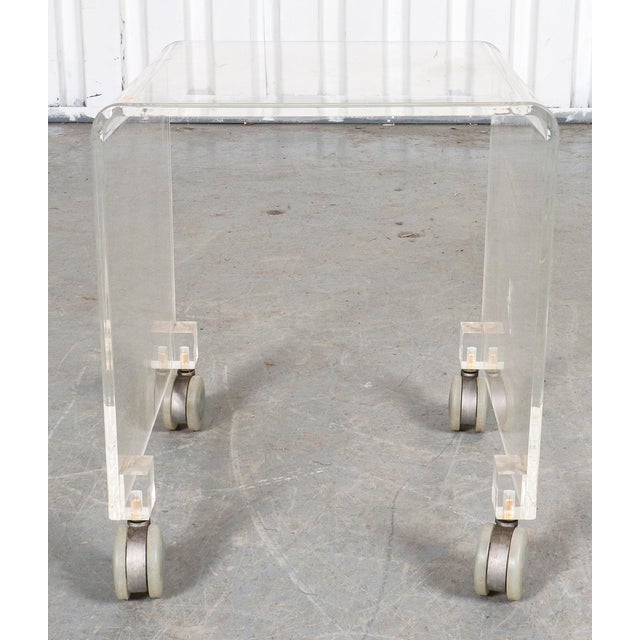 Modern Lucite Waterfall Side Table on Casters Chairish