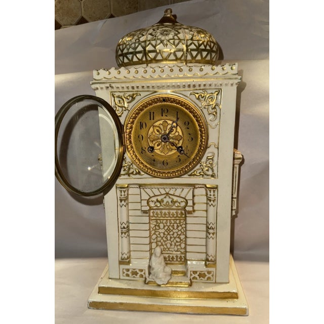 Beige 19th Century French Orientalist Porcelain Clock For Sale - Image 8 of 11