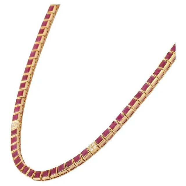 Ruby and Diamond Necklace in 18 Karat Yellow Gold For Sale In New York - Image 6 of 8