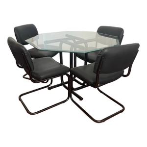 Chromecraft 90’s Modern Dining Set Black & Glass