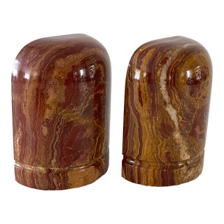 Vintage Polished Jasper Stone Bookends For Sale