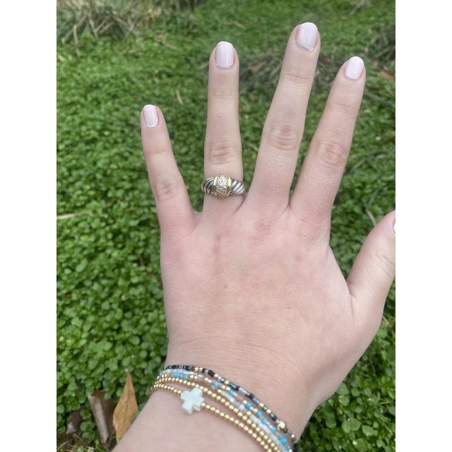 Metal David Yurman Classic Cable Diamond Band Ring 18k Yellow Gold and Sterling Silver, Size 6.25 For Sale - Image 7 of 8