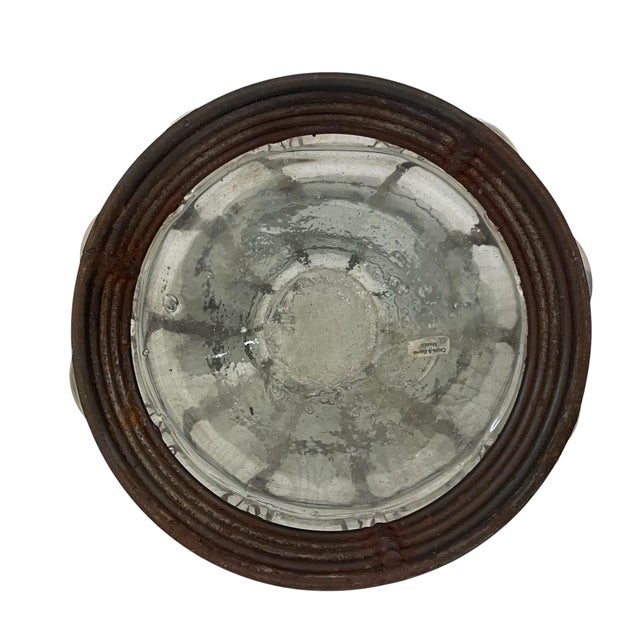 1990s Vintage Crate & Barrel Caged Blown Glass Bubble Vase Metal Base 19" Tall For Sale - Image 5 of 7