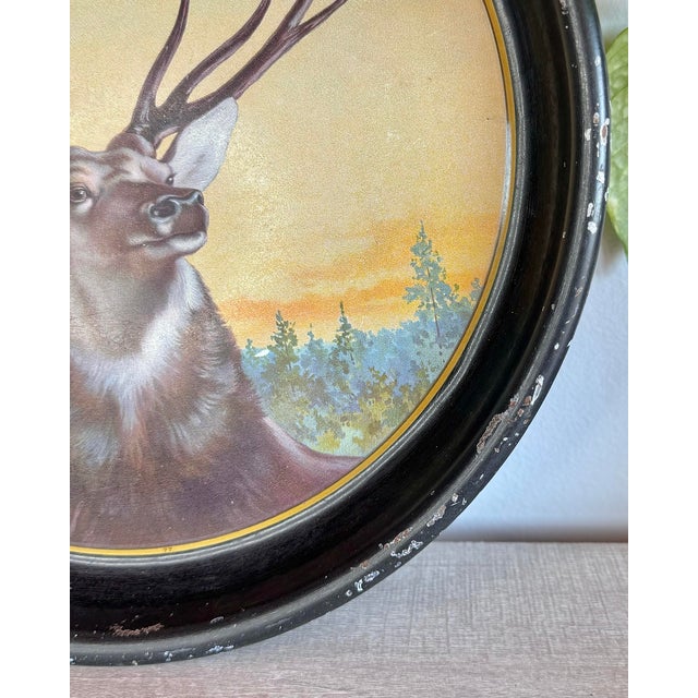 Antique the American Art Works Pre-Prohibition Era Red Stag/Elk Beer Serving Metal Lithograph Tray For Sale - Image 9 of 9