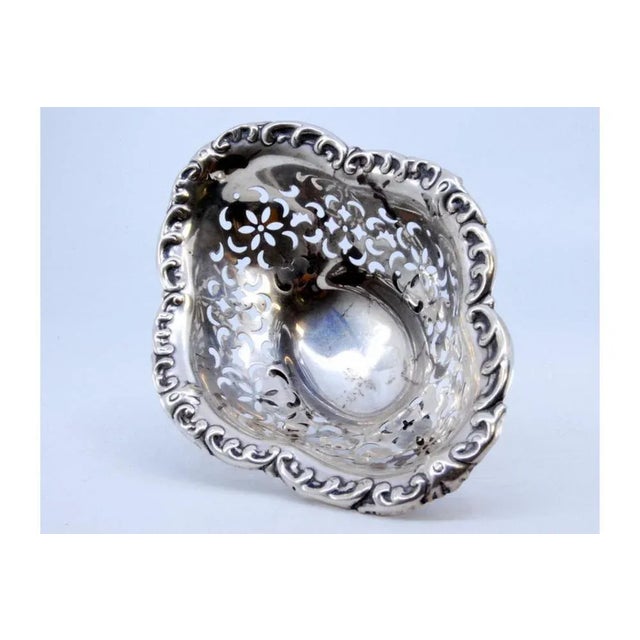 Metal Silver Candy Box with Floral Motifs and Feet For Sale - Image 7 of 10