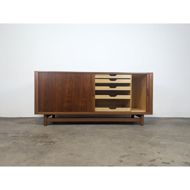Mid-Century Modern 1960s Danish Mid Century Modern Teak Tambour Door Credenza by Worts Mobler For Sale - Image 3 of 12