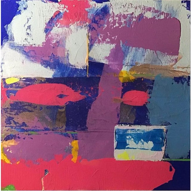 "Abstract Coastal View" Contemporary Original Acrylic Painting on Stretched Canvas For Sale