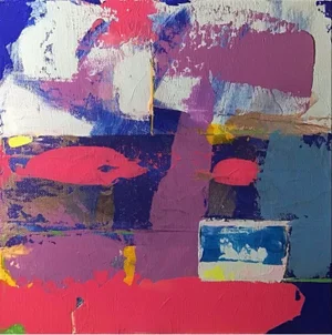 "Abstract Coastal View" Contemporary Original Acrylic Painting on Stretched Canvas