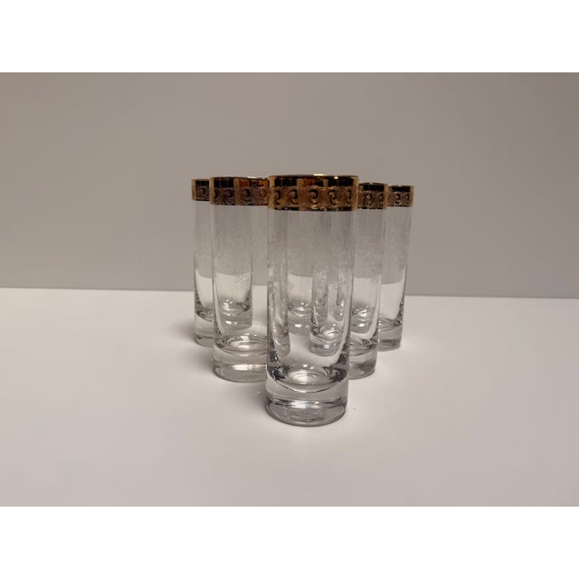 Glass Murano Glass Medici Gold Rim Long Drink Glass Set, 1970s, Set of 6 For Sale - Image 7 of 11
