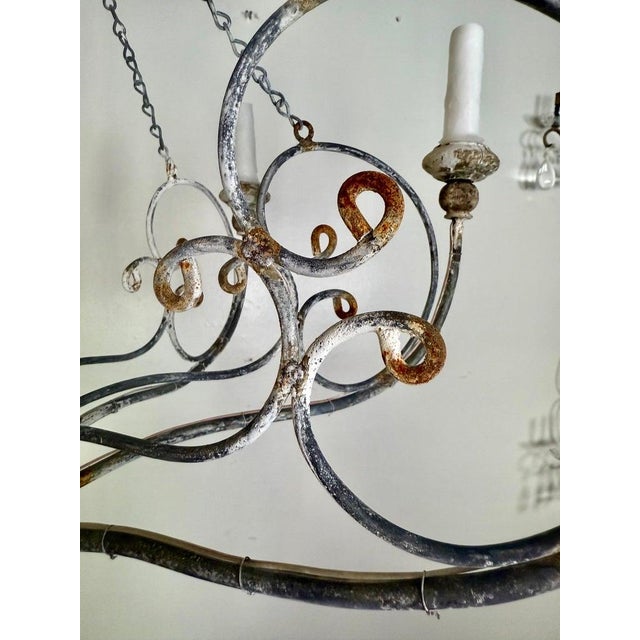 Early 21st Century Iron Chandelier With Distressed Whitewash Finish by Miamar Home For Sale - Image 5 of 12