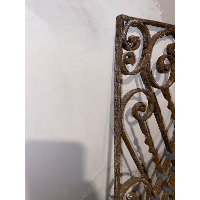 19th Century Antique French Wrought Iron Window Grille & Architectural Garden Panel For Sale - Image 11 of 12