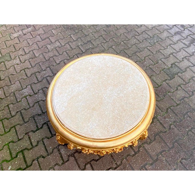 Gold 1960s French Louis XVI Gold Beech Marble Coffee Table For Sale - Image 8 of 12