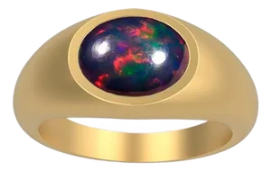 14kt Solid Gold Ring With Opal Cabochon, Size 5