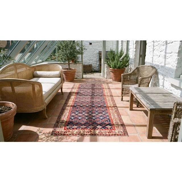 Navy Blue Impressive Blue and Ivory Color With Geometric Design Antique N W Persian Rug For Sale - Image 8 of 8