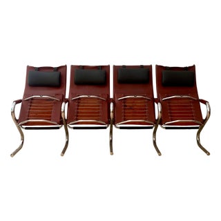 Bauhaus Cinema Series Chrome & Leather Armchair Bench Cinema by Pfalzberger, 1970s For Sale