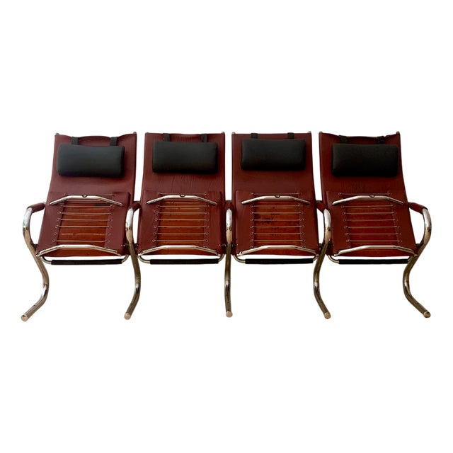 Bauhaus Cinema Series Chrome & Leather Armchair Bench Cinema by Pfalzberger, 1970s For Sale