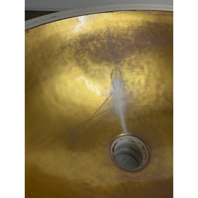Vintage Sherle Wagner Italian Porcelain Undermount Sink With Gold Interior For Sale - Image 15 of 17