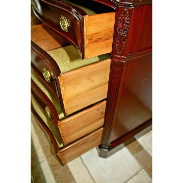 1970s Vintage Dresser Chest Mahogany Gentleman's Tallboy Made in New York, Watch Drawers Glass Display For Sale - Image 9 of 10