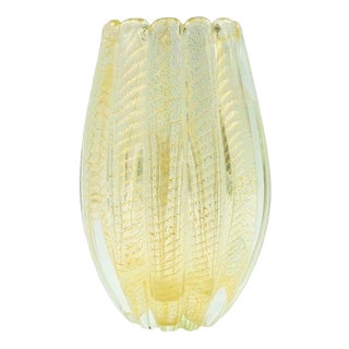 Mid-Century Cordonato Doro Murano Glass Vase from Barovier & Toso, Italy, 1950s For Sale