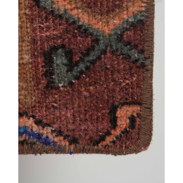Vintage Orange Patchwork Turkish Runner Rug - Handwoven Wool Boho Carpet For Sale In San Francisco - Image 6 of 9