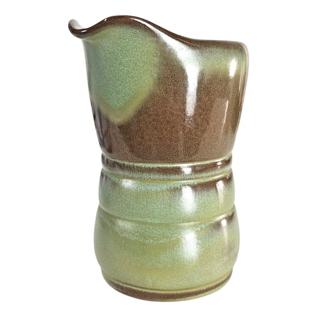 Vintage Francoma Pottery 26d Pitcher, 1 Qt.-Prairie Green 7.25" For Sale - Image 4 of 12