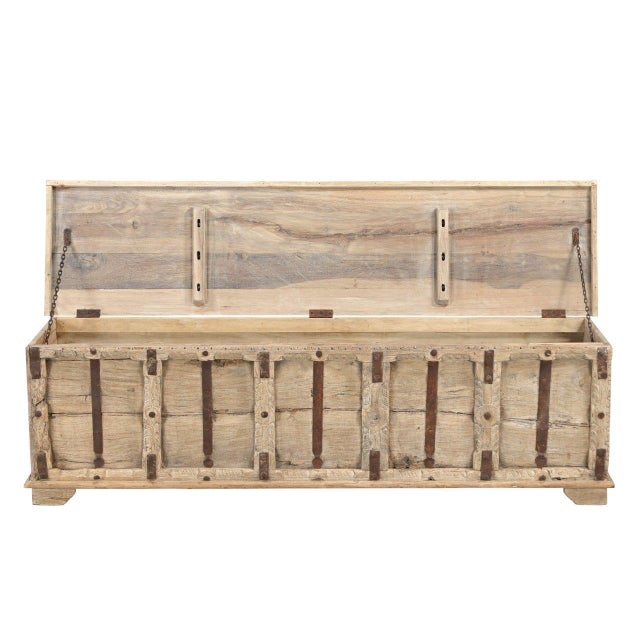 Farmhouse Footboard “Bed Bench” Constructed From an Antique Teakwood Door Panel and Reclaimed Wood For Sale - Image 3 of 4