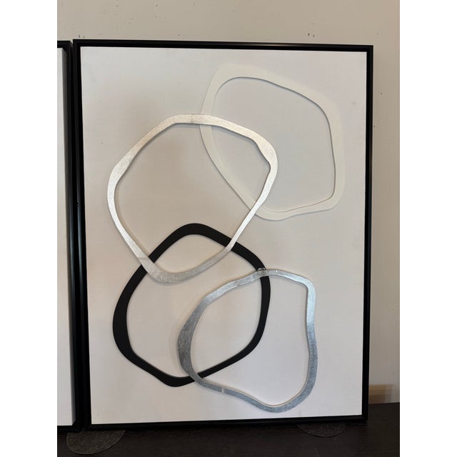 Pair of Modern Framed Abstract Circle Art For Sale In West Palm - Image 6 of 7