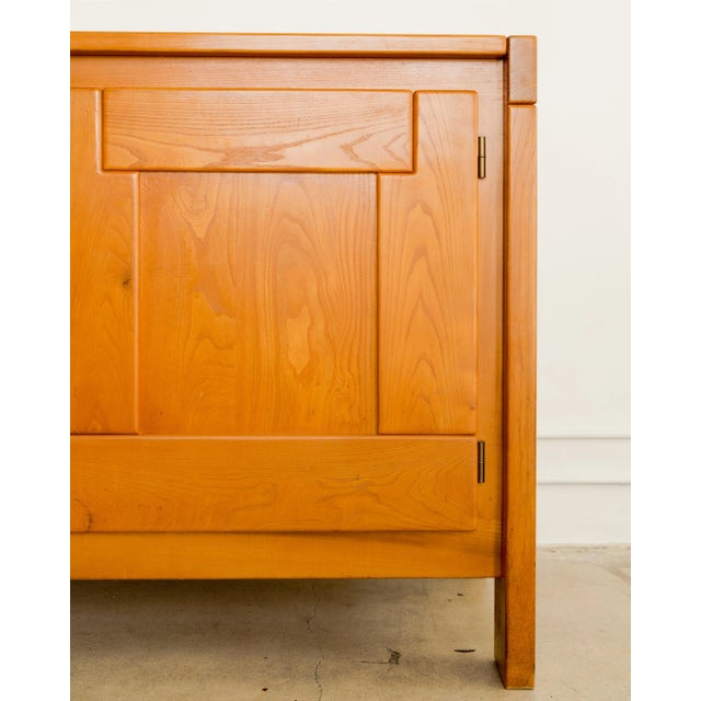 Brutalist 1960s Maison Regain | Brutalist Elm Picture Frame Three Door Sideboard For Sale - Image 3 of 8