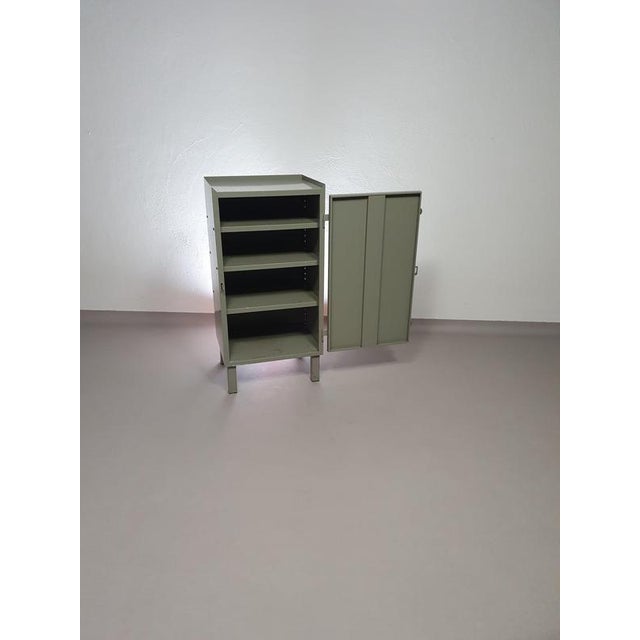 Small Industrial Gray Metal Workshop Cabinet For Sale - Image 10 of 14