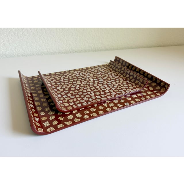 Jean Dunand Eggshell Lacquer Jean Dunand Style Tray Set For Sale - Image 4 of 10