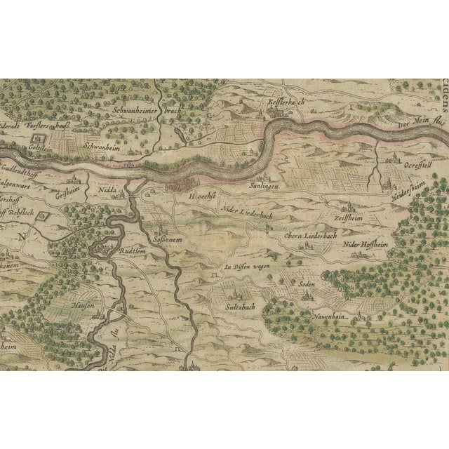 Antique Map of the Frankfurt Region by Johannes Janssonius, 1650 For Sale - Image 3 of 8
