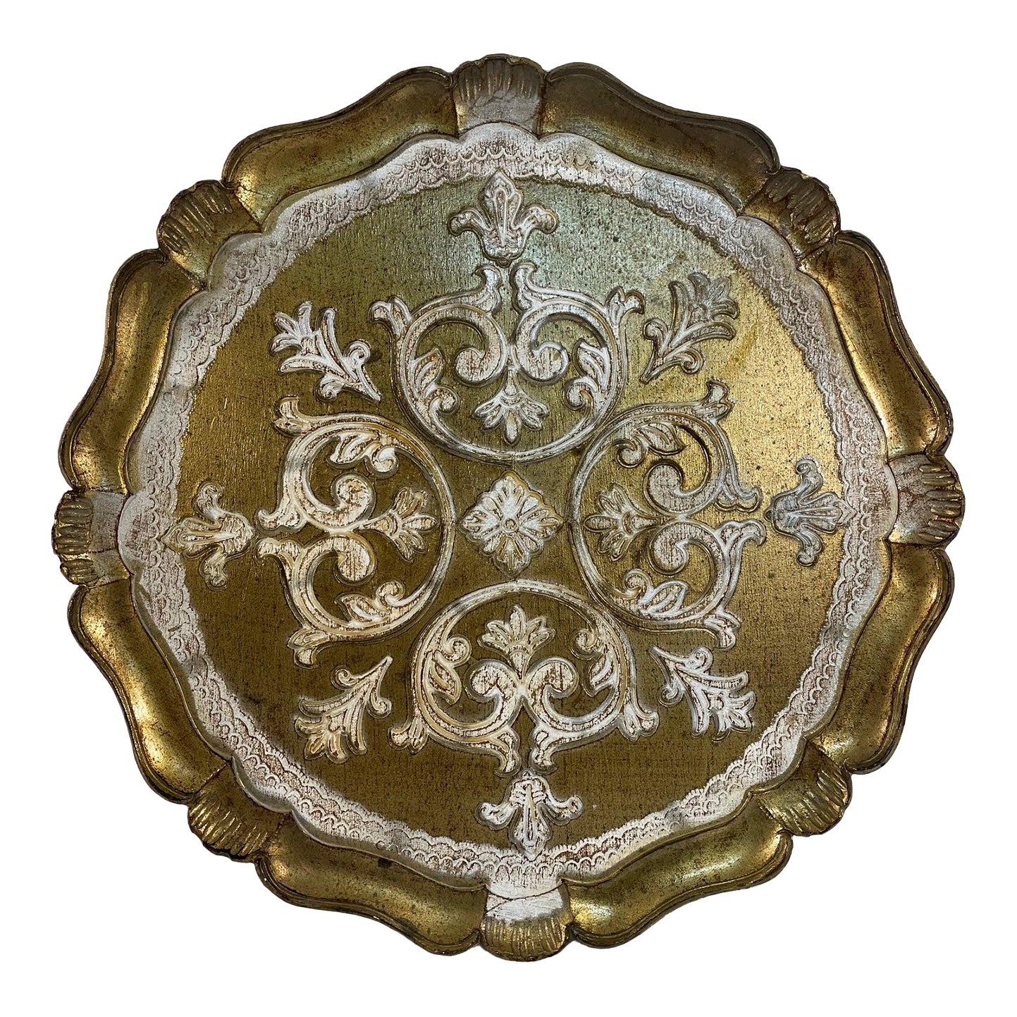Vintage 1940s Gilded Italian Florentine Round Tray, Made in Italy ...