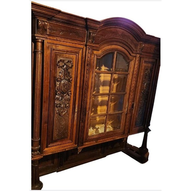 French Reproduction Solid Wood China Cabinet For Sale - Image 3 of 11