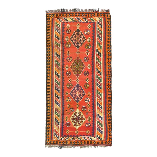 Pasargad DC Rust Vintage Persian Reversible Kilim Flat Weave For Sale