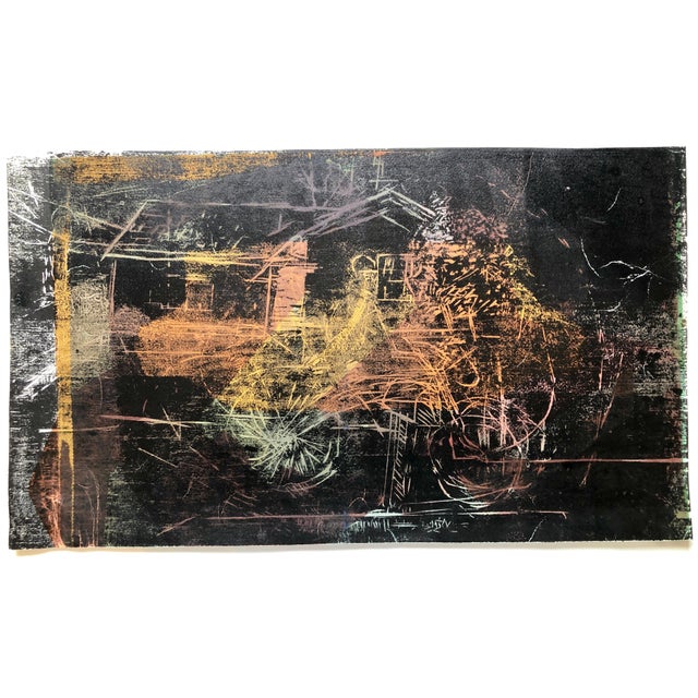 Expressionism Oscar Murillo, Latin American Figurative Abstract Expressionist Mixed Media Monoprint Painting For Sale - Image 3 of 11