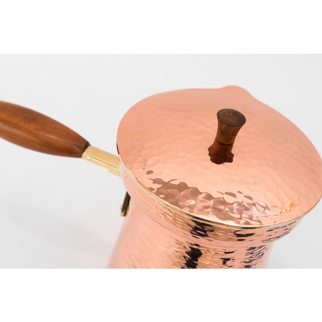 Brown Hammered Copper, Brass, and Wood Can, 1920s For Sale - Image 8 of 13