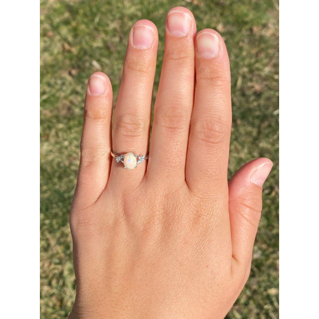 The Greater Sudbury: Natural Opal and Diamond Ring in White Gold For Sale - Image 10 of 11