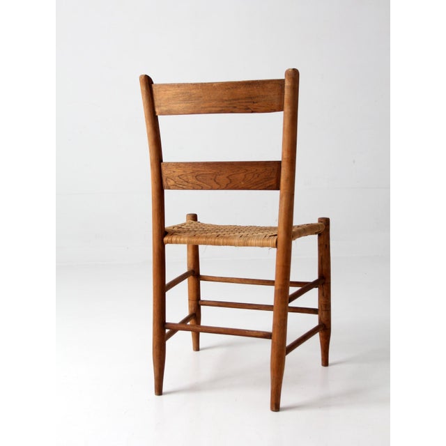 Early 20th Century Antique Ladder Back Chair With Woven Splint Seat For Sale - Image 5 of 12