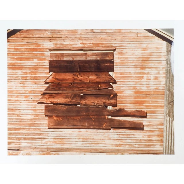 Vintage 1983 abstract boarded up window photograph on paper by Richard C. Bray. Artist stamp and titled Telluride Colorado...