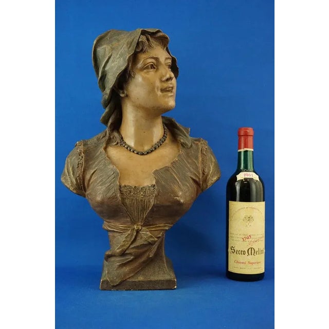 Art Nouveau Bust Sculpture of Peasant Woman in Terracotta from Friedrich Goldscheider, Austria, 1800s For Sale - Image 11 of 18