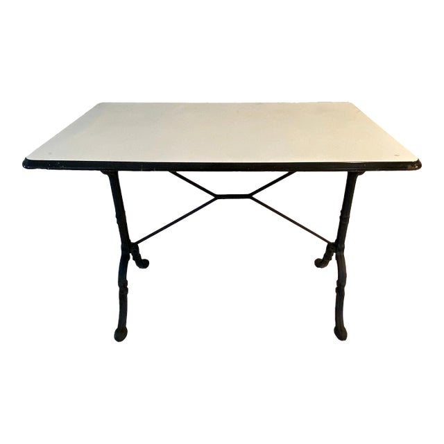 Vintage European Porcelain Top Bistro Table For Sale